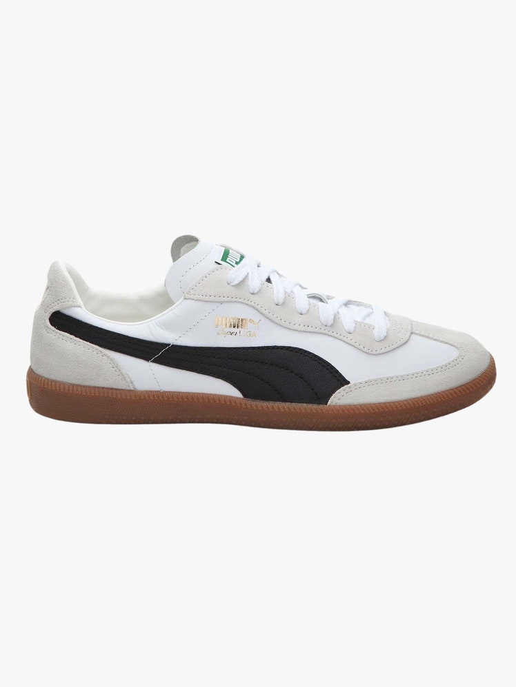 Puma Liga Sneaker Gummisohle weiß schwarz beige Wildlederelemente 